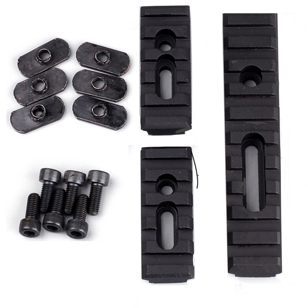 2 Pack- 3 pc Set MOE Picatinny Weaver Rail Section Aluminum 2-5 Slot 1-10 Slot