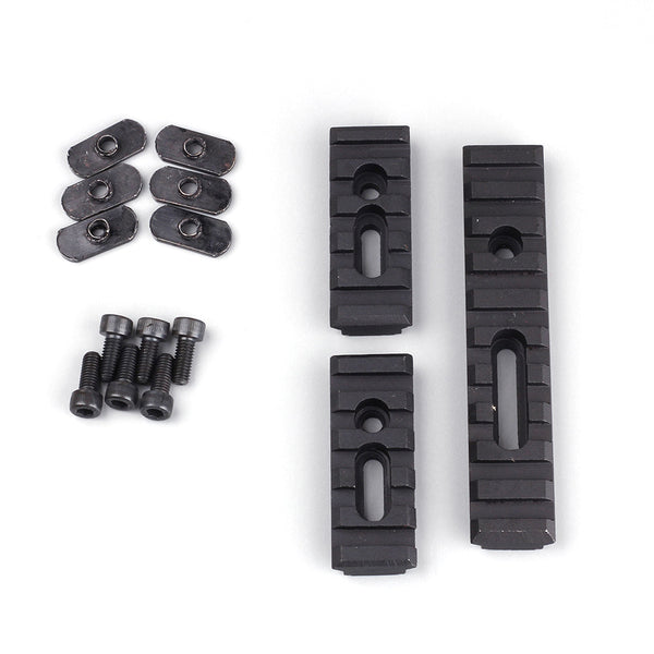 4 Pack 3 pc Set MOE Picatinny Weaver Rail Section Aluminum 2-5 Slot, 1-10 Slot