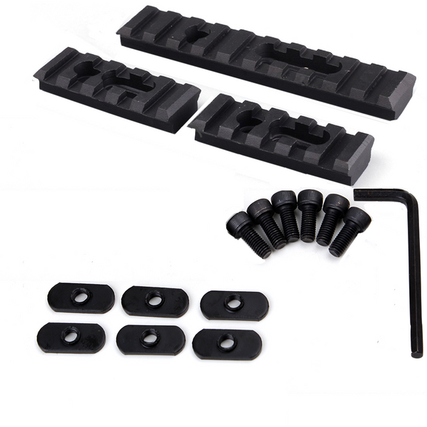 4 Pack 3 pc Set MOE Picatinny Weaver Rail Section Aluminum 2-5 Slot, 1-10 Slot