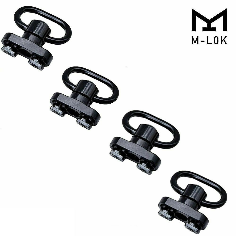 thumbnail image 2 of 4-Pack M-LOK Quick Release Sling Mount – Push Button QD Swivel Adapter – Black Aluminum/Steel 2 of 6